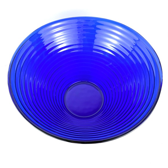Vintage Vetrerie Etruscan Italian Cobalt Blue Ringed...
